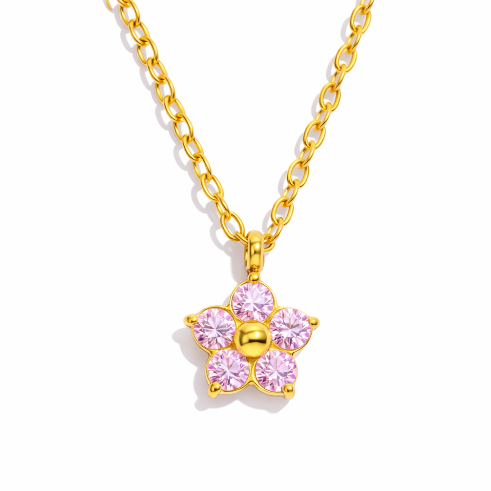 Chaîne Fleur de Lagon Rosée – Acier Inoxydable